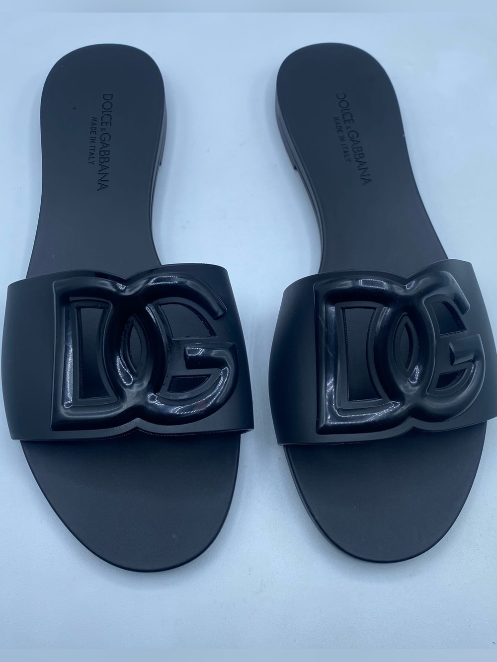 Dolce & Gabbana Black DG Logo Slide Sandals